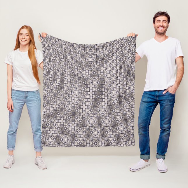 Islamisches Blaues weißes marokkanisches geometris Fleecedecke (Beispiel)