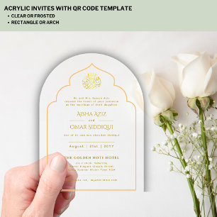 Islamisches Gold Nikah Walima Muslim Moschee Elega Acryleinladungen