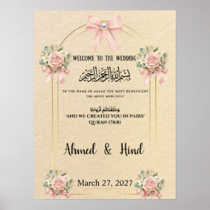 Islamisches Hochzeits-Willkommensschild Blush Rosa Poster