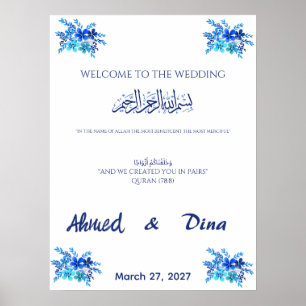 Islamisches Hochzeits-Willkommensschild Royal Blau Poster