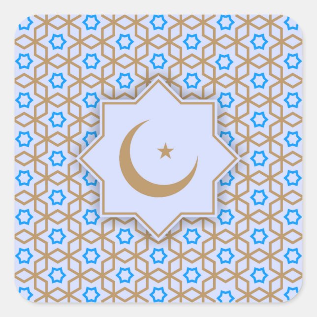 islamitisches geometrisches Dekormuster bac Quadratischer Aufkleber (Vorderseite)