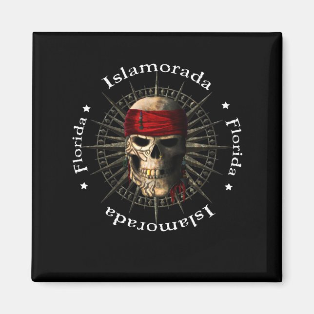 Islamorada Florida Keys Pirate Skull Magnet (Vorne)