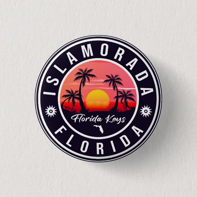 Islamorada Florida Retro Sunset Beach Souvenirs Button (Vorderseite)