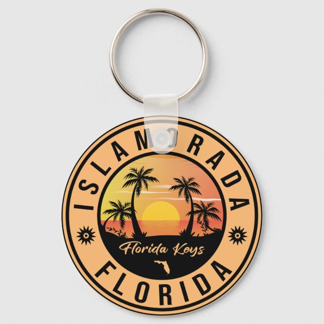 Islamorada Florida Retro Sunset Beach Souvenirs Schlüsselanhänger (Vorderseite)