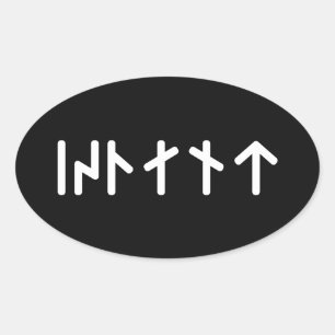 Island ᛁᛋᛚᛅᚾᛏ ~ Jüngere Futhark-Runen Ovaler Aufkleber