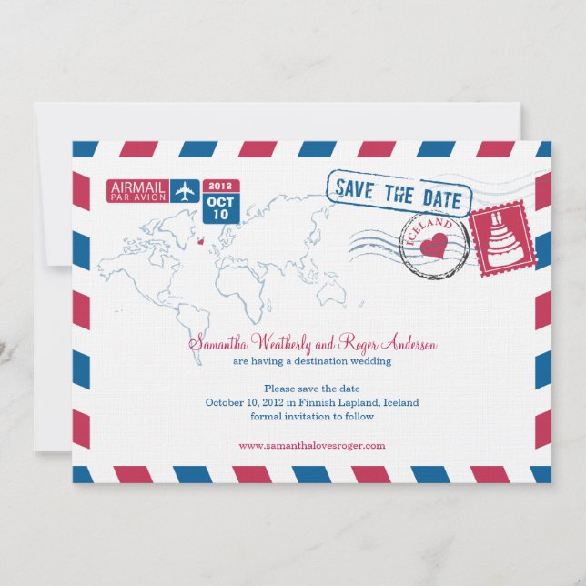 Island Air Mail Wedding Save the Date (Vorderseite)