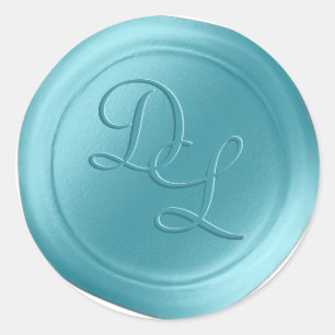 Island Blue 2 Letter Monogram Wachs Siegel Sticker