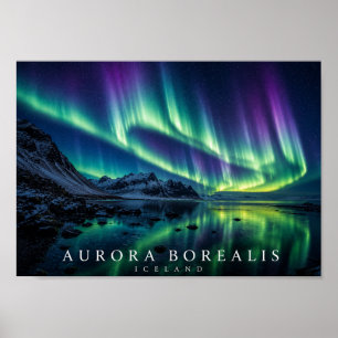 Island Borealis Nachthimmel A4 Poster