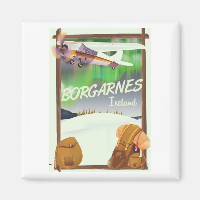 Island-Borgarnes-Flugplakat Magnet (Vorne)