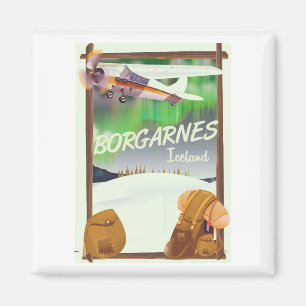 Island Borgarnes Flugposter Magnet