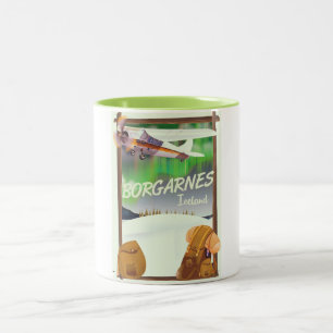 Island Borgarnes Flugposter Zweifarbige Tasse