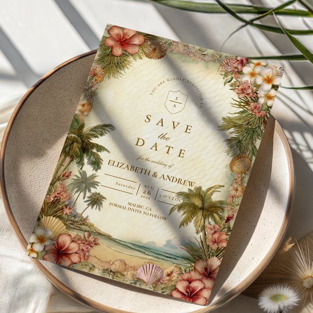 Island Botanical Floral Wedding Save The Date (Von Creator hochgeladen)