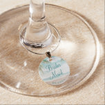Island Breeze Beach Bridesmaid Personalisiert Glasmarker<br><div class="desc">Insel Breeze Painted Beach Szene,  mit Ocean Waves,  Sandy Beach und Palmen,  mit einem schönen aquamarinen blauen Himmel. Mit modernen Typografie-Script-Schriftart. Ein Sommer tropischer Strand oder Hochzeit in Urlaubsort Design - Personalisierte Bridesmaid Mit Monogramm Wein Glas Charm! ~ Karo mein Shop zu sehen,  die gesamte Hochzeitssuite für dieses Design!</div>