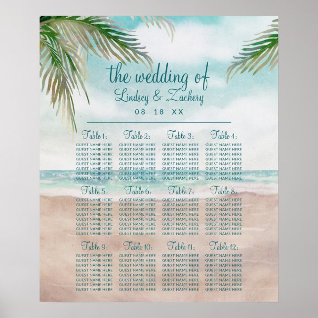 Island Breeze Beach Hochzeitstisch Poster (Vorne)