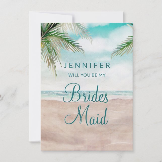 Island Breeze Beach Meine Bridesmaid-Vorschlagskar (Vorderseite)
