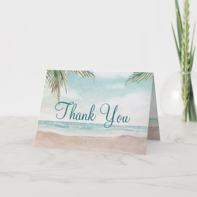 Island Breeze Painted Beach Custom Wedding Photo Dankeskarte (Vorderseite)