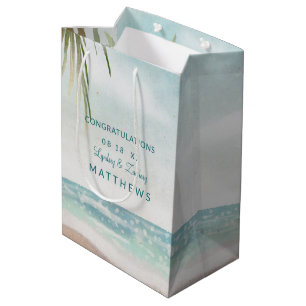 Island Breeze Painted Beach Scene Wedding Mittlere Geschenktüte
