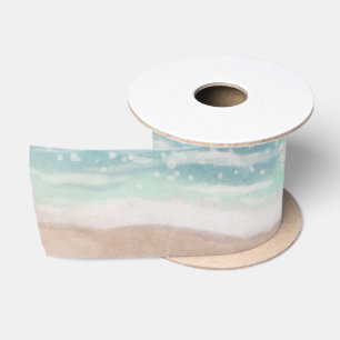 Island Breeze Painted Beach Scene Wedding Satinband