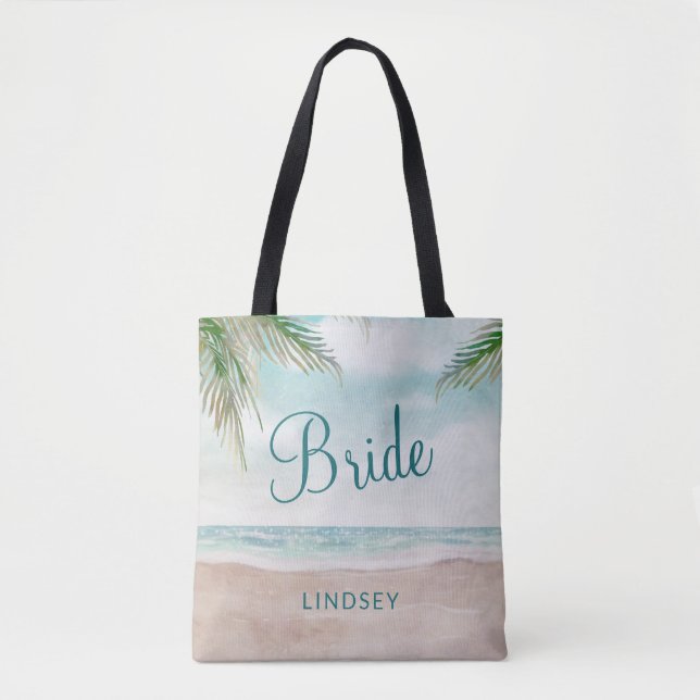 Island Breeze Painted Beach Szene Wedding Bride Tasche (Vorderseite)