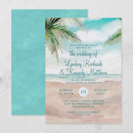 Island Breeze Palm Trees Beach Szene Hochzeit Einladung
