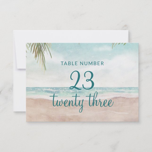 Island Breeze Sandy Beach Hochzeiten Tischnummern (Vorderseite)