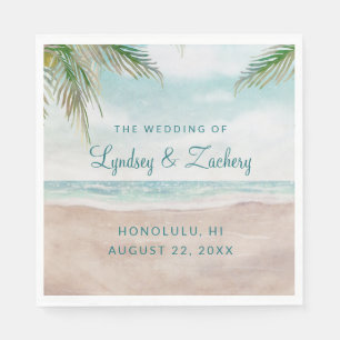 Island Breeze Sandy Beach Wedding Monogram Serviette
