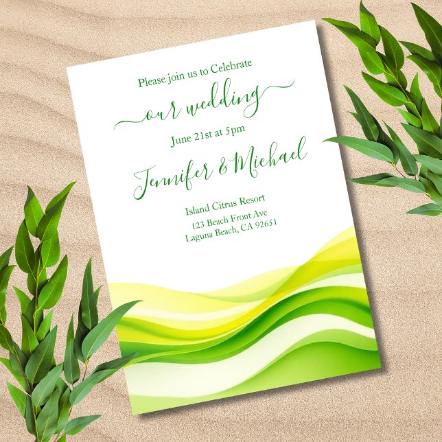 Island Citrus Green and Yellow Wedding Einladung (Island Citrus Green and Yellow Wedding Invitation)