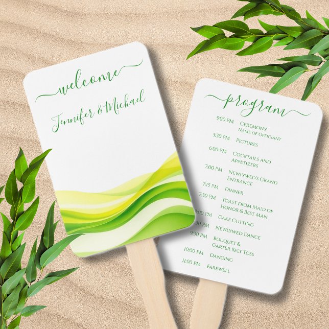 Island Citrus Green and Yellow Wedding Program Fächer (Island Citrus Green and Yellow Wedding Program Hand Fan )