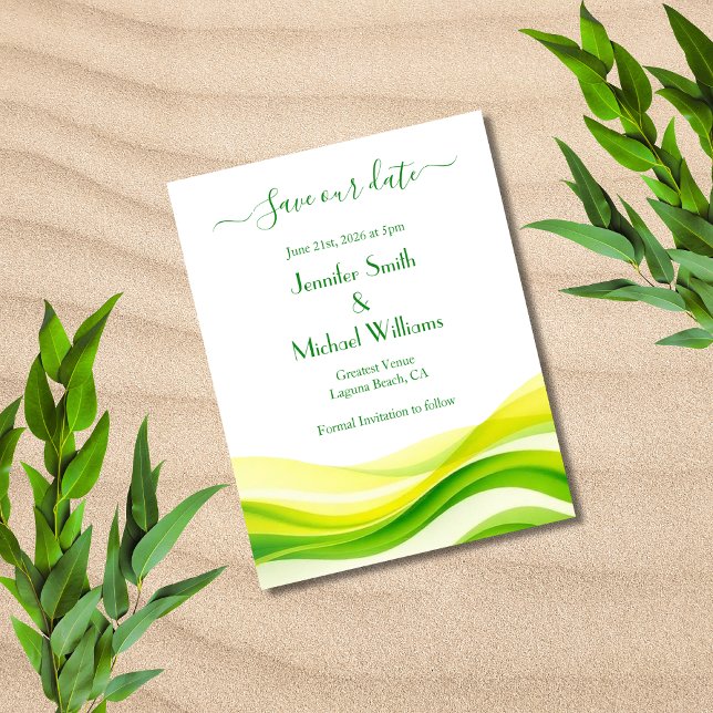Island Citrus Grün Save The Date (Island Citrus Green and Yellow Save The Date )