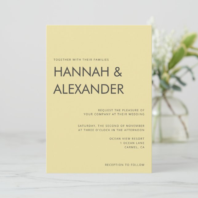 Island Citrus Yellow Wedding Invitation Einladung (Stehend Vorderseite)