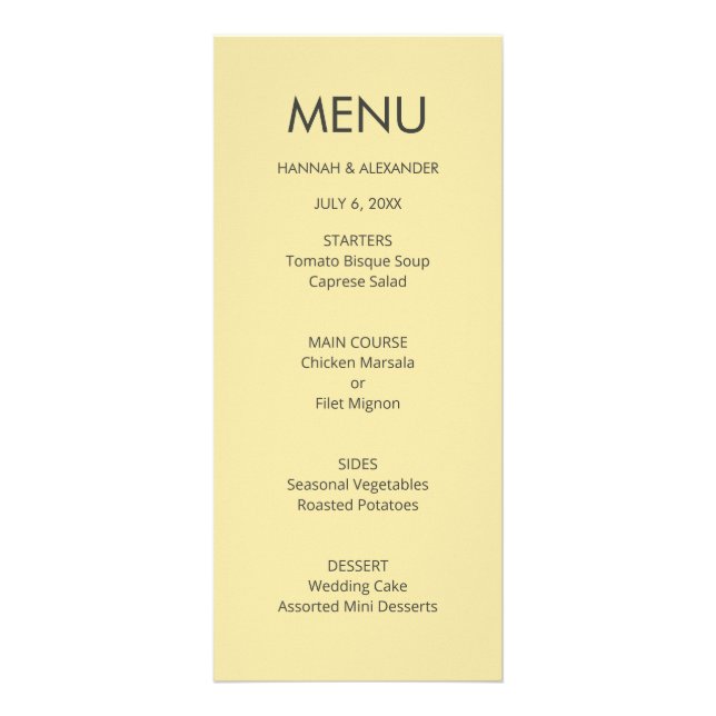 Island Citrus Yellow Wedding Menu - Easy Edit (Devant)