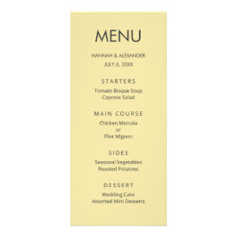 Island Citrus Yellow Wedding Menu Werbekarte