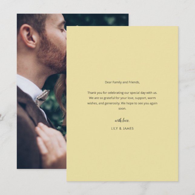 Island Citrus Yellow Wedding Photo Thank You Card Dankeskarte (Vorne/Hinten)