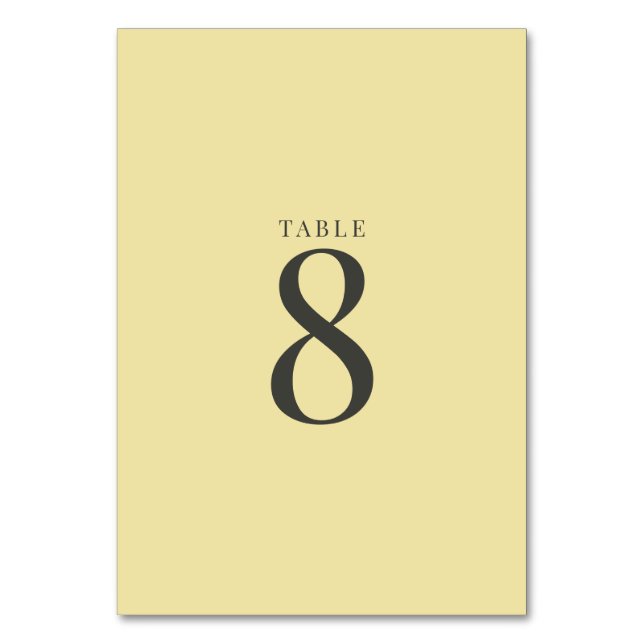 Island Citrus Yellow Wedding Table Numbers Tischnummer (Vorderseite)