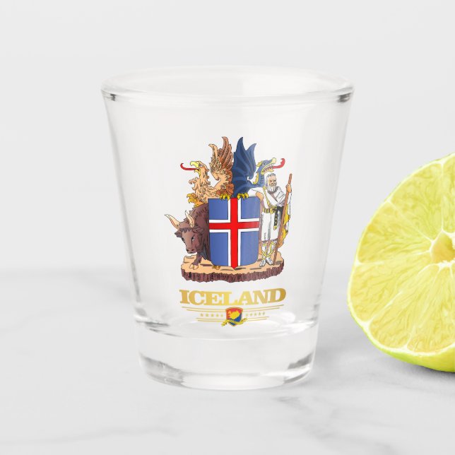 Island COA Schnapsglas (Vorderseite)