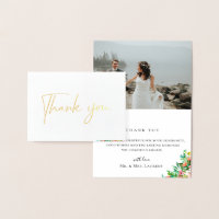Island Coral Floral Wedding Foto Danke Karte