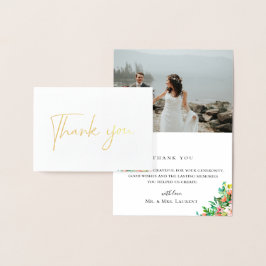 Island Coral Floral Wedding Foto Danke Karte