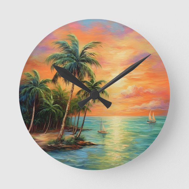 Island Dreams - The Caribbean Friends Collection Runde Wanduhr (Vorderseite)