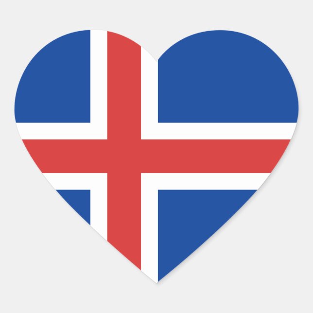 Island Flag Heftsticker Herz-Aufkleber (Vorderseite)