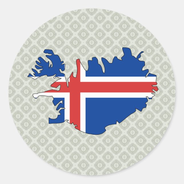 Island-Flag-Karte Runder Aufkleber (Vorderseite)