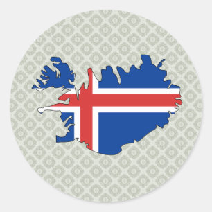 Island-Flag-Karte Runder Aufkleber