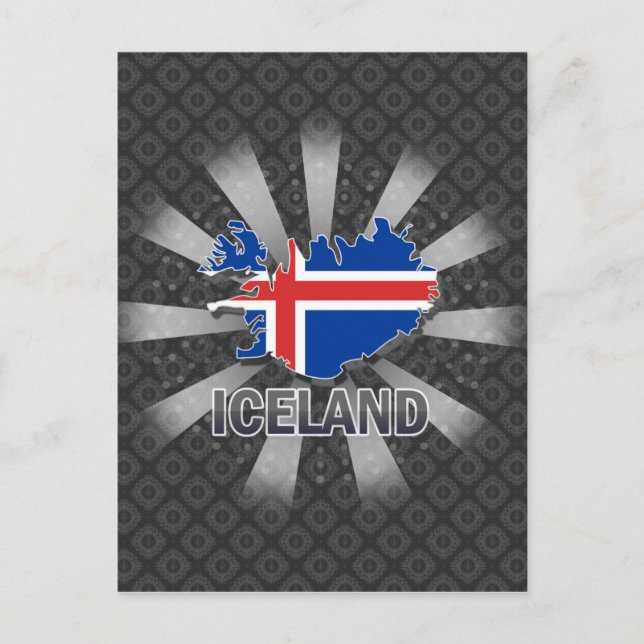 Island Flag Map 2.0 Postkarte (Vorderseite)