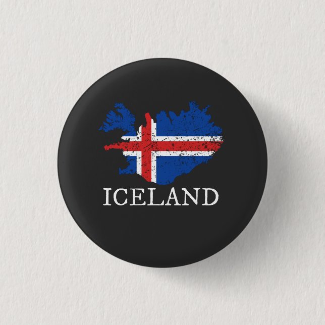 Island-Flagge Button (Vorderseite)