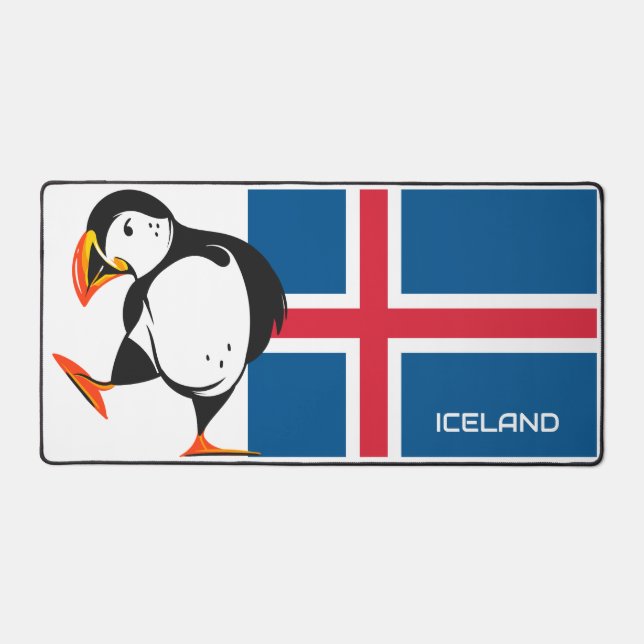 Island-Flagge mit Puffin Schreibtischunterlage (Vorderseite)