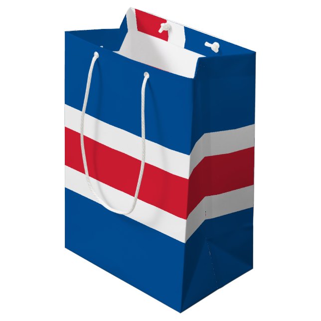 Island Flagge Mittlere Geschenktüte (Vorderseite Schrägansicht)