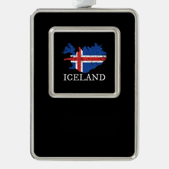 Island-Flagge Rahmen-Ornament Silber (Vorderseite)