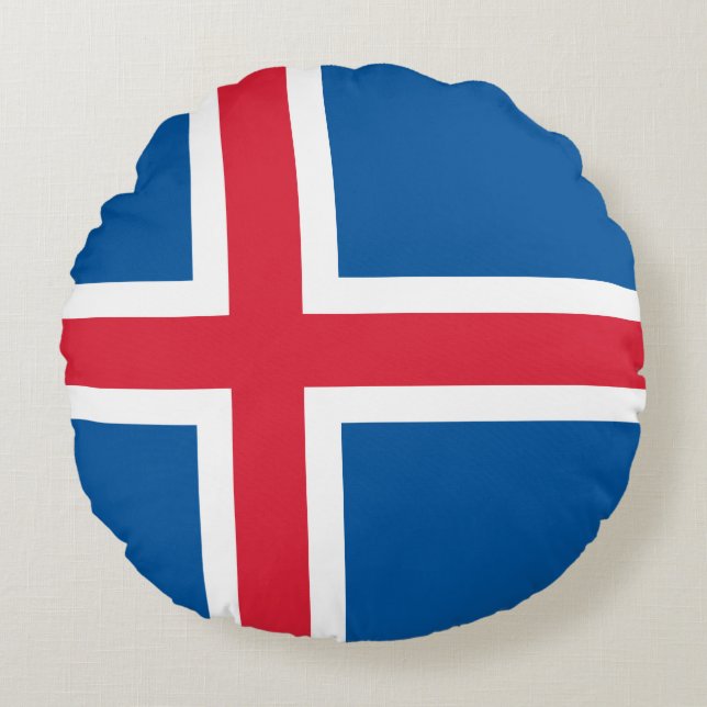 Island-Flagge Rundes Kissen (Vorderseite)