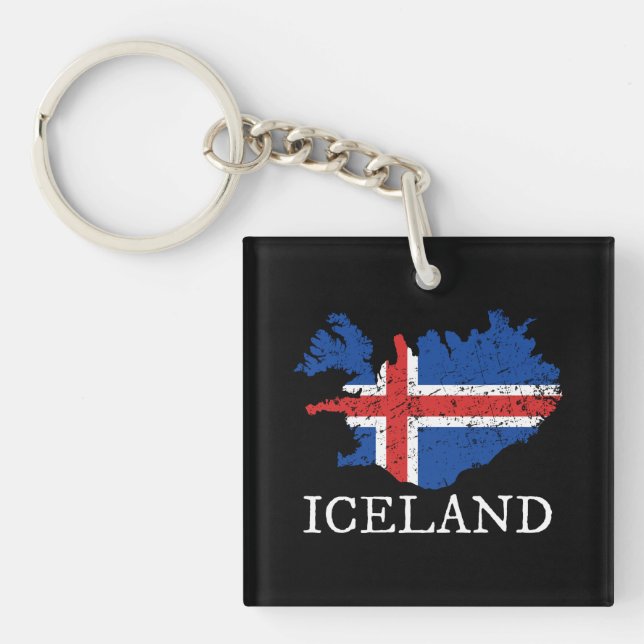 Island-Flagge Schlüsselanhänger (Vorderseite)