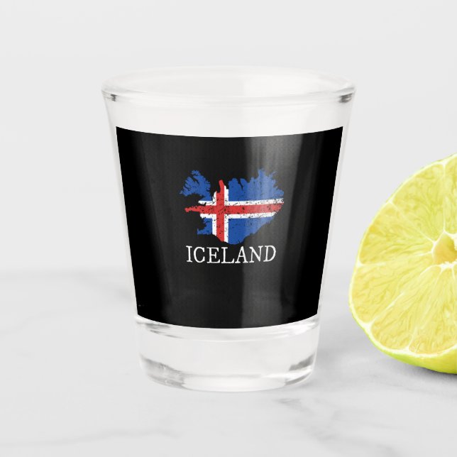 Island-Flagge Schnapsglas (Vorderseite)