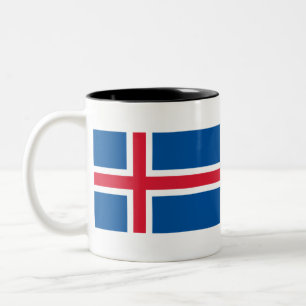Island-Flagge Zweifarbige Tasse